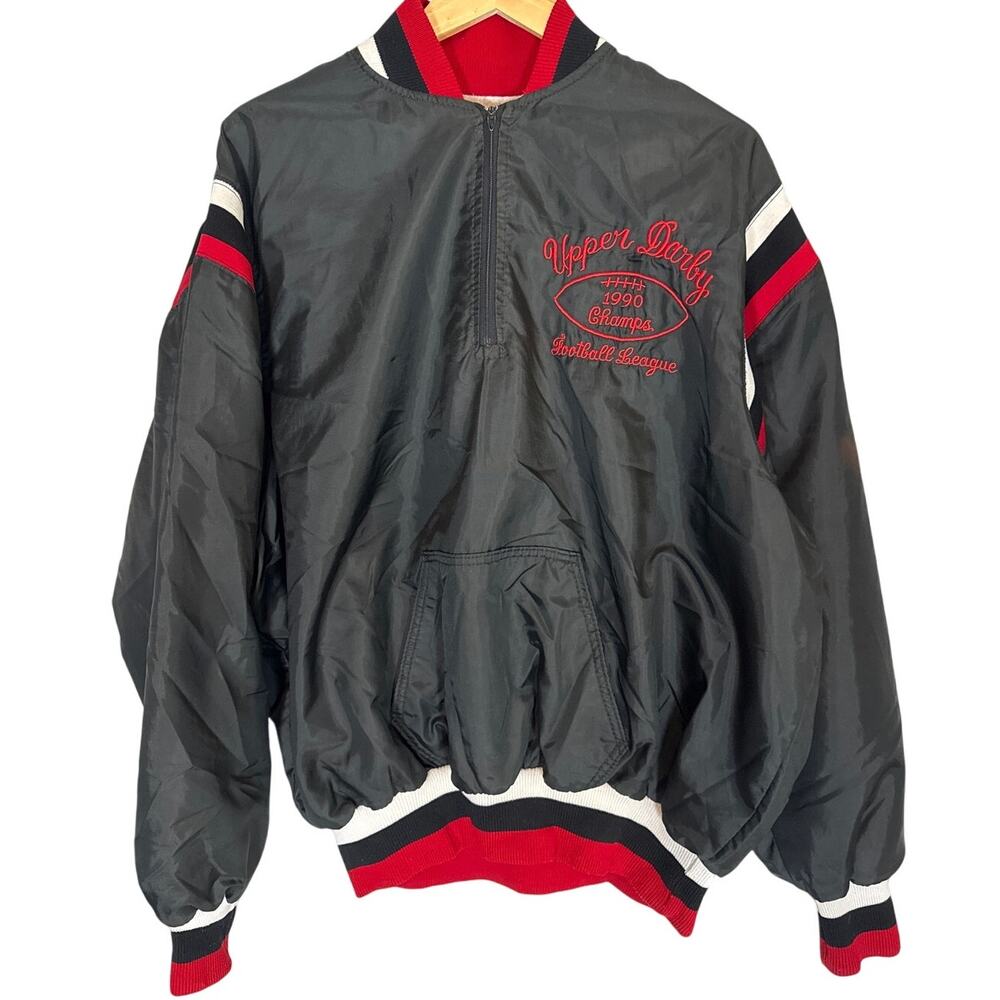 Vintage 90s Pullover Retro Sportswear Black Windbreaker Mens XXL Bomber Jacket